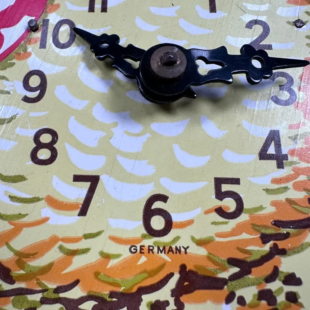 Vintage Teddy Bear Googly Eyes‎ Wall Clock Mechanical Movement Germany FOR PARTS